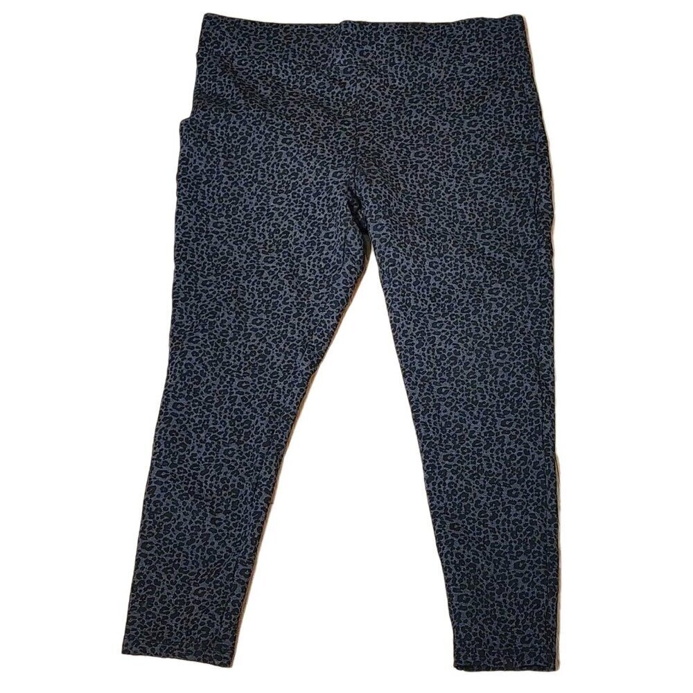 Loft Cheetah/Leopard Print Black Gray Comfy Leggings Size Women's Petite Large
